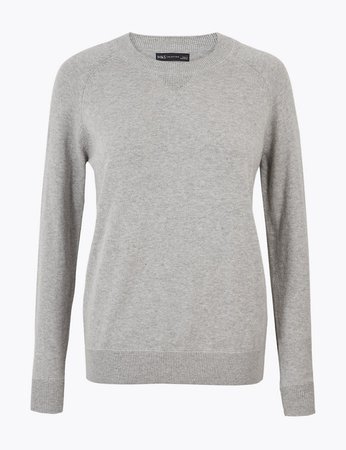 Cotton Long Sleeve Jumper with Cashmere | M&S Collection | M&S
