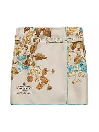Shop Prada Printed Silk Twill Mini Skirt | Saks Fifth Avenue