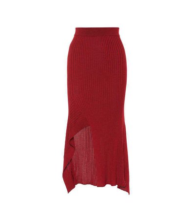 Stella McCartney - Ribbed wool and silk skirt | mytheresa.com