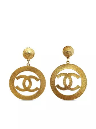 CHANEL Pre-Owned 1990-2000 CC cut-out Dangle clip-on Earrings - Farfetch