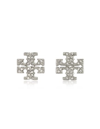 Tory Burch Crystal Logo Cross-stud Earrings