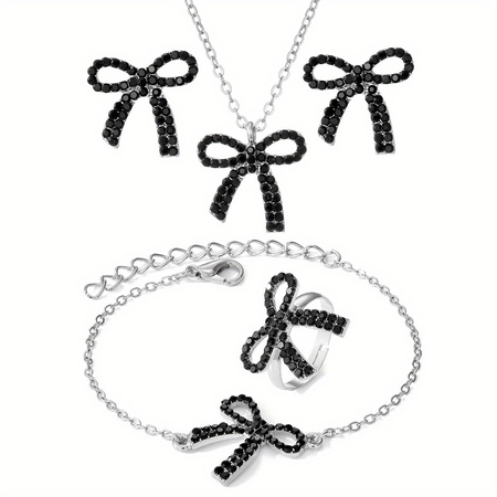 black bow jewelry set