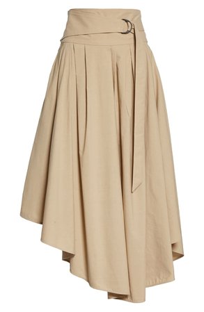 Brunello Cucinelli Asymmetrical Poplin Midi Skirt | Nordstrom