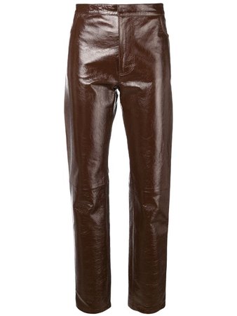 AMI brown leather pants