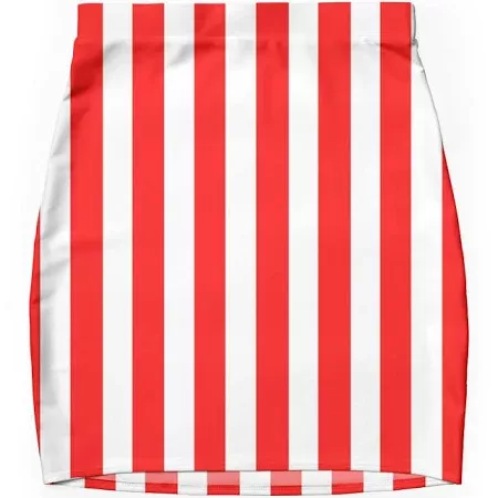Redbubble Red Vertically-Striped Mini Skirt