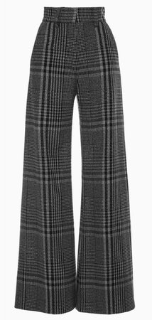 black and grey high waisted wide leg trousers