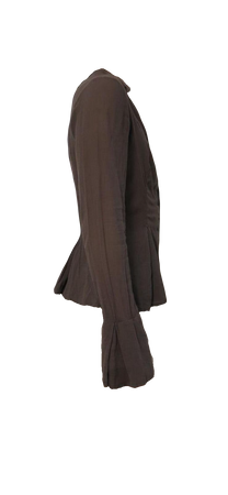 Brown blouse with snatched waist and flared hem and sleeves from Jean's Paul Gaultier.
