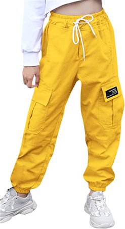 Amazon.com: SANGTREE Women's Cargo Pants Elastic Waist Drawstring Tapered Jogger Pants with Pockets for Women,Yellow,XXL: Clothing, Shoes & Jewelry