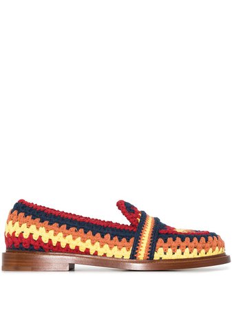Shop Chloé Kayla crochet striped loafers with Express Delivery - FARFETCH
