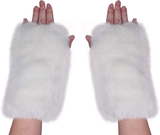 Women Winter Furry Mittens Faux Fur Warm Soft Fingerless Half Finger Arm Warmer Gloves at Amazon Women’s Clothing store