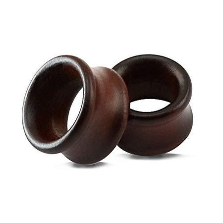 *clipped by @luci-her* Vintage Natural Brown Wood Organic Ear Tunnel Plugs Stretcher Gauges