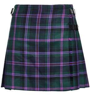Pleated Checked Wool-flannel Mini Wrap Skirt