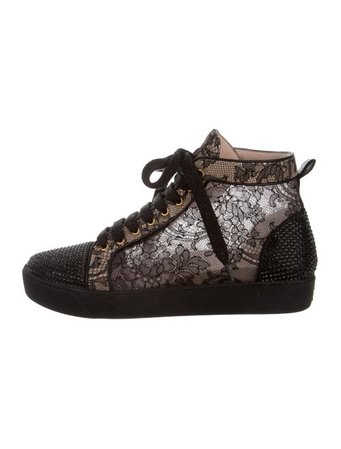 René Caovilla Embellished Lace Sneakers - Shoes - REC23967 | The RealReal