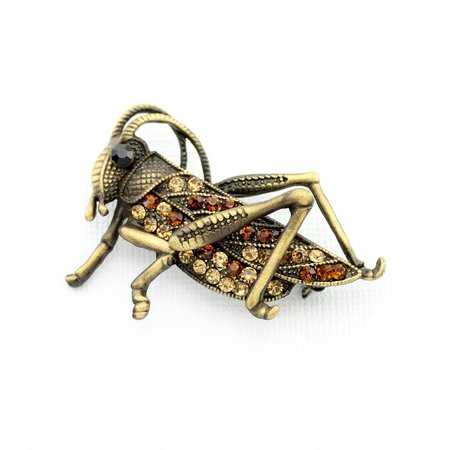 Gold Grasshopper Brooch Sparkling Crystals Rhinestones Cricket | Etsy