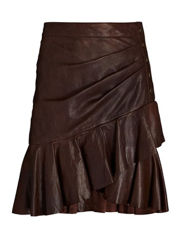 Veronica Beard Saba Ruffled Leather Mini Skirt | INTERMIX®