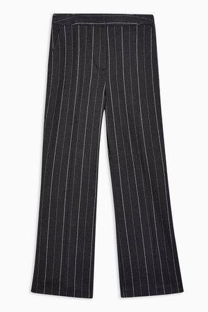 Grey Pinstripe Kick Flare Trousers | Topshop