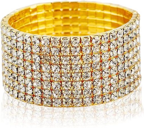 Amazon.com: Pingyongchang Sparkle Multicolor Rhinestone Stackable Stretch Bracelets Sparkling Bridal Tennis Bangle for Women Girls Best Party Gifts-gold: Clothing, Shoes & Jewelry