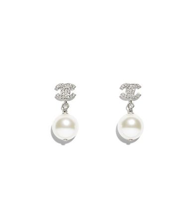 white chanel earrings