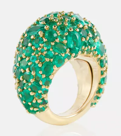 Green Earth Dome 18 Kt Gold Ring With Emeralds in Green - Octavia Elizabeth | Mytheresa