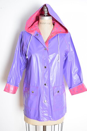 Vintage 80s raincoat vinyl raincoat printed raincoat | Etsy
