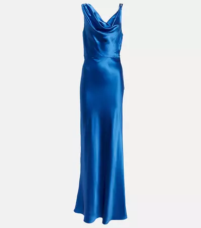 Sanderson Satin Maxi Dress in Blue - Veronica Beard | Mytheresa