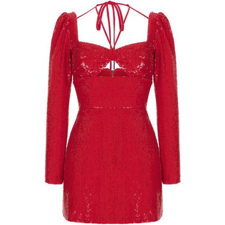 rasario red sequin dress