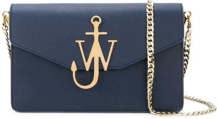Navy Logo Purse With Chain
