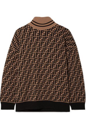 Fendi | Intarsia cashmere turtleneck sweater | NET-A-PORTER.COM