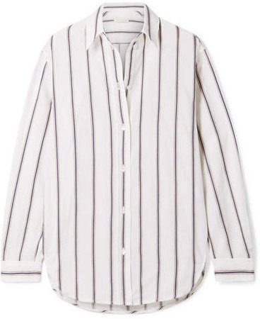Helianne Striped Cotton And Linen-blend Shirt - Ecru