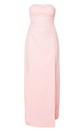 Pale Pink Corset Detail Bandeau Maxi Dress | PrettyLittleThing
