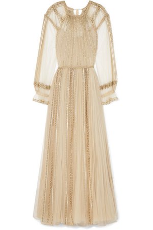 Valentino | Pleated sequined tulle gown | NET-A-PORTER.COM