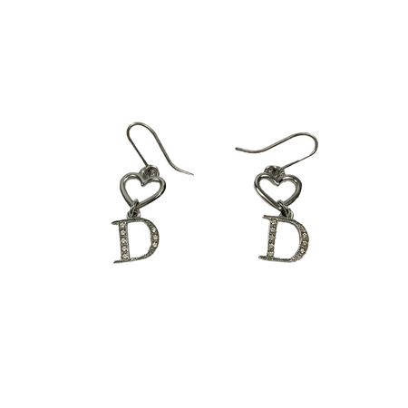 Christian Dior Swarvoski 'D' Loveheart Earrings – FILES LONDON