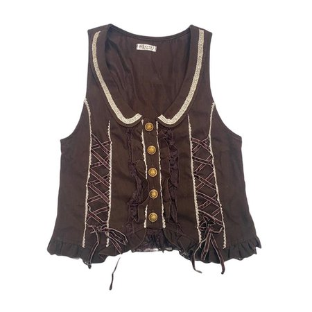 rare fairy grunge brown waistcoat top S ☆⋅⋆ vintage... - Depop