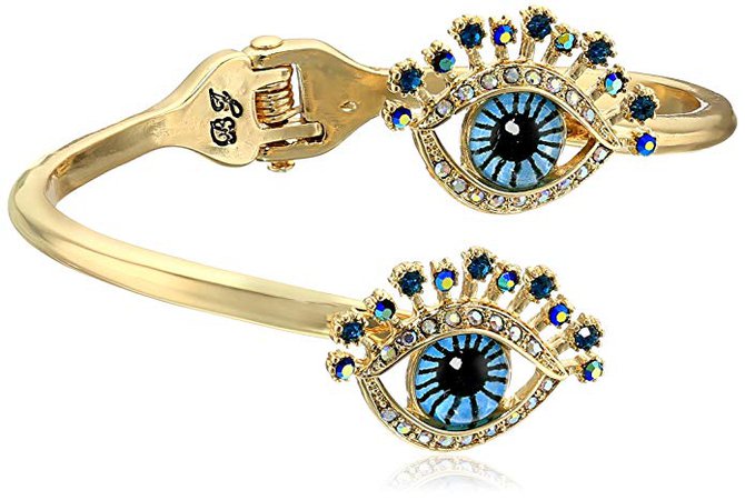Betsey Johnson "Betsey's Delicates" Eye Bypass Hinged Bangle Bracelet: Jewelry