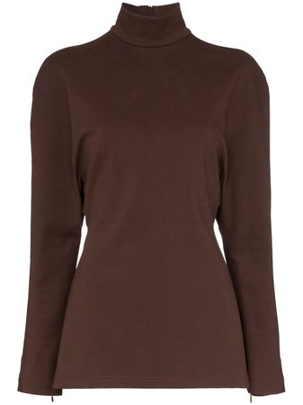 Shop brown SAMUEL GUÌ YANG Persona turtle neck top with Express Delivery - Farfetch