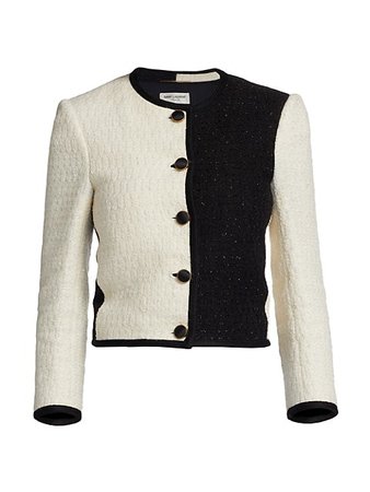 Shop Saint Laurent Two-Tone Tweed Jacket | Saks Fifth Avenue