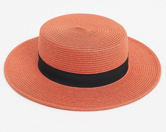 orange straw hat