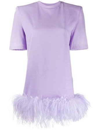 The Attico Feather-Hem T-Shirt Dress 201WCA35H051 Purple | Farfetch