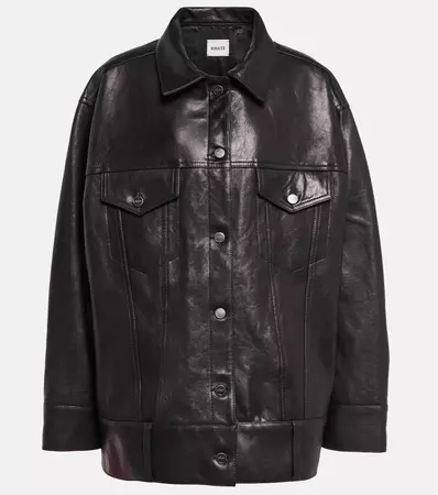 Grizzo Leather Jacket in Black - Khaite | Mytheresa