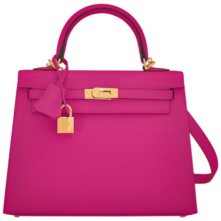 Hermes Kelly 25 Rose Pourpre Pink Epsom Sellier Shoulder Bag Gold Y Stamp, 2020