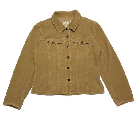 90s vintage medium tan corduroy jacket. Way cute button in a - Depop