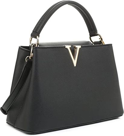 Amazon.com: EVVE Women's Small Satchel Bag Classic Top Handle Purses Fashion Crossbody Handbags with Shoulder Strap | BLACK : Clothing, Shoes & Jewelry