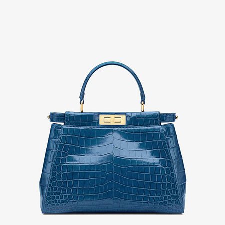 Blue crocodile leather handbag. - PEEKABOO MINI | Fendi