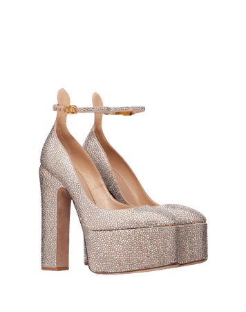VALENTINO - TAN-GO PUMP WITH CRYSTALS in CRYSTAL/ROSE CANNELLE