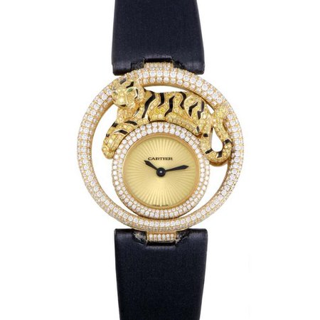Certified Cartier Cirque Tiger WS000250 yellow gold Watch For Sale at 1stdibs