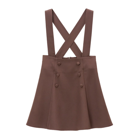 brown suspender skirt