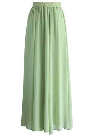 Light Green Long Maxi Skirt - Skirt - BOTTOMS - Retro, Indie and Unique Fashion