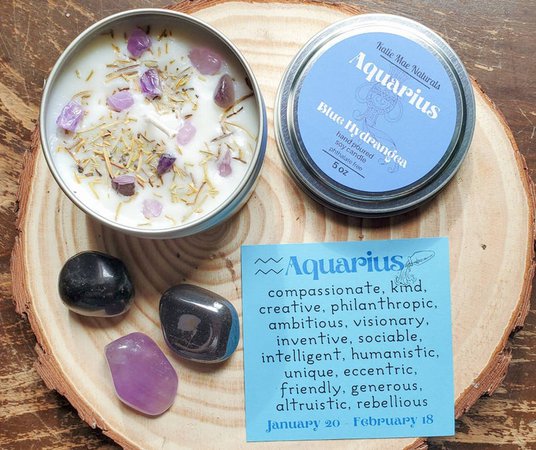 Aquarius Gift Set Aquarius Candle Aquarius Crystals | Etsy