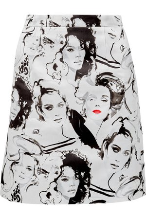 Michael Kors Collection | + David Downton printed cotton and silk-blend mini skirt | NET-A-PORTER.COM