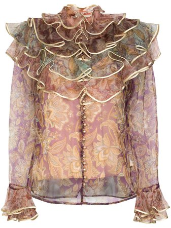 Zimmermann Lucky ruffled floral-print blouse